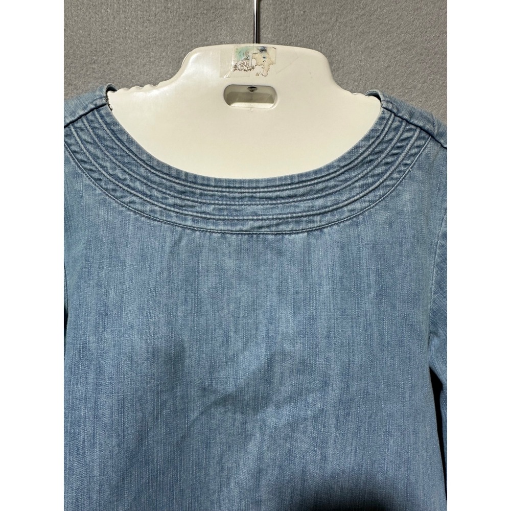 Martha Stewart Everyday Denim Tunic Top Womens Boat Neck 3/4 Sleeve Size Small - Picture 4 of 9
